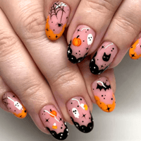 Halloween Pumpkin PressOn Nails Acrylic 