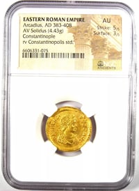 ARCADIUS AV Solidus Ancient Roman Gold Coin 