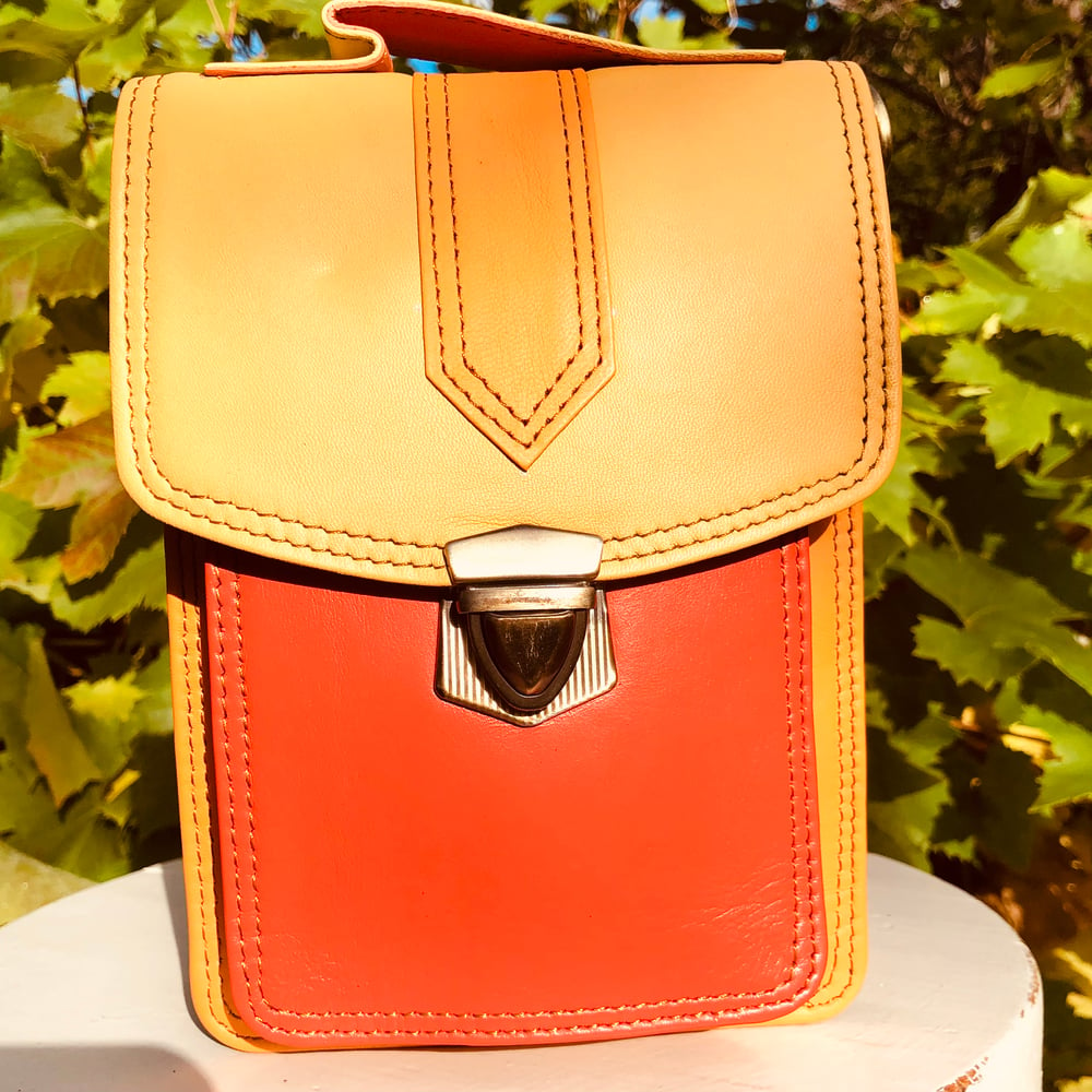 Image of Harlequin Collection - Recycled Yellow/Orange Leather Belt/Shoulder Bag #49C