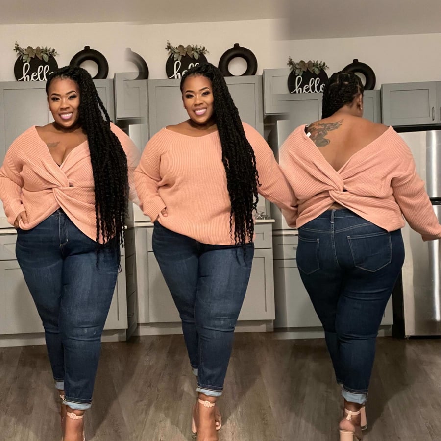 Image of 3pack PLUS SIZE MAUVE TWISTED OPEN BACK SWEATER