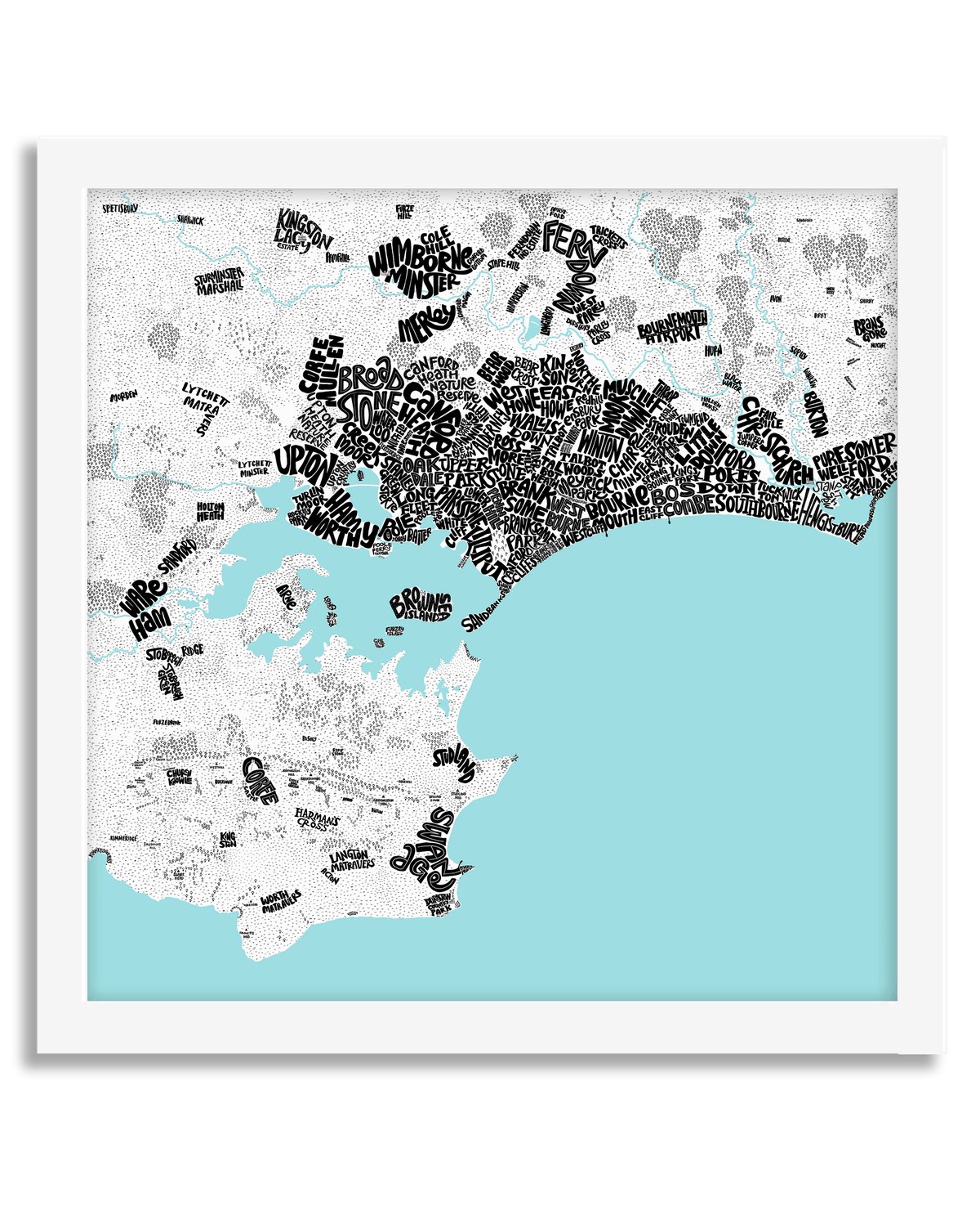 Image of Swanage, Poole & Bournemouth Type Map - Square