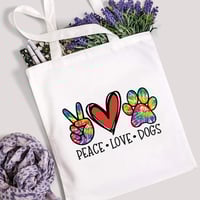 Image 2 of Peace Love Dogs Paw Shopping, Women Canvas Tote Shopper Shoulder Bag Reusable