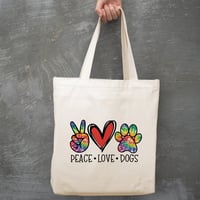 Image 5 of Peace Love Dogs Paw Shopping, Women Canvas Tote Shopper Shoulder Bag Reusable