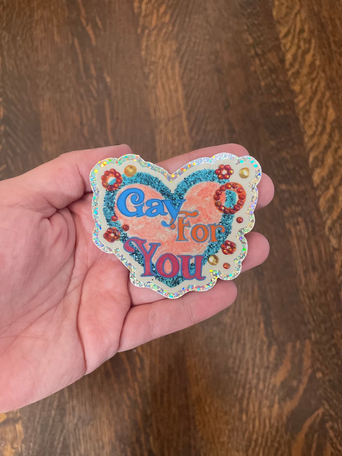 Image of Gay For You Glitter Heart Sticker