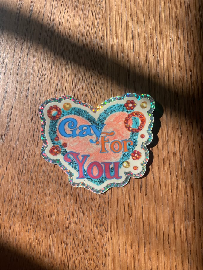 Image of Gay For You Glitter Heart Sticker