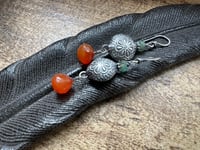 Image 3 of Floral Karen Hill Tribe and Carnelian earrings n76