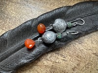 Image 1 of Floral Karen Hill Tribe and Carnelian earrings n76