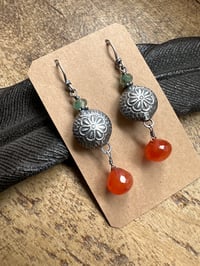 Image 10 of Floral Karen Hill Tribe and Carnelian earrings n76