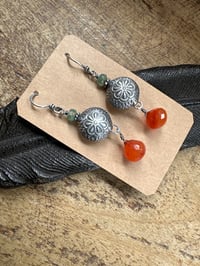 Image 11 of Floral Karen Hill Tribe and Carnelian earrings n76