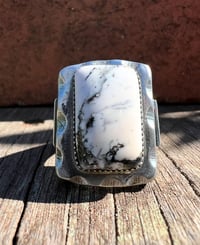 Image 2 of WL&A Handmade White Buffalo Arrowhead Signet Ring - Size 12