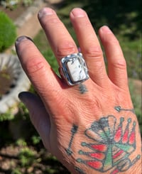 Image 5 of WL&A Handmade White Buffalo Arrowhead Signet Ring - Size 12