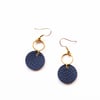 Classic Navy Leather Earrings 