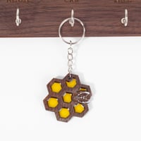 Image 2 of Bumble Bee on a Honey Comb - Wooden Pendant with Resin