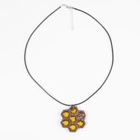 Image 3 of Bumble Bee on a Honey Comb - Wooden Pendant with Resin