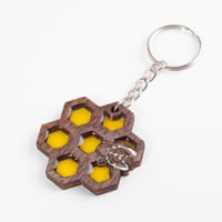 Image 5 of Bumble Bee on a Honey Comb - Wooden Pendant with Resin