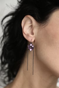 Image 1 of WIREWORK chained orchid earrings