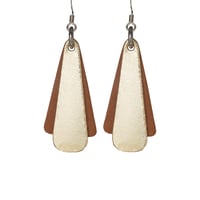 Australian leather earrings - 'Belle'. Classic brown, metallic gold [BBG-802]