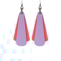 Australian leather earrings - 'Belle'. Lilac purple, bright coral [BPC-804]
