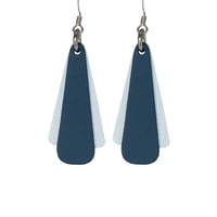 Australian leather earrings - 'Belle'. Royal blue, ice blue [BBB-809]