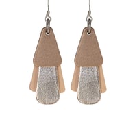 Australian leather earrings - 'Jazz'. Matte rose gold, rose gold, natural [JRG-928]