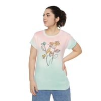 Image 2 of  Hand-Drawn Bohemian Gold Flowers T-Shirt – Trendy Short Sleeve Boho Chic Tee