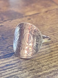 Commande sur mesure : bague cintré ajustable 10 centimes 1981 plaqué argent