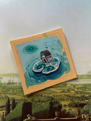 "House Boat II" // Original Miniature Painting. ++FREE INTERNATIONAL SHIPPING++