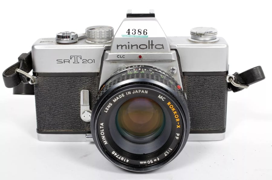 Image of Minolta SRT-202 35mm SLR Film Camera + MC Rokkor X PF 50mm F1.7 lens #4386