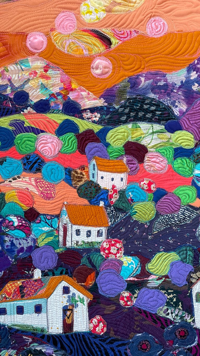 “Orange Mood” - art quilt painting, 66x49 cm Image 4