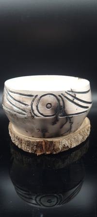 Image 2 of Traditional Taino horse hair and feather pot. 