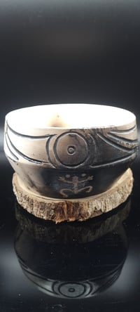 Image 5 of Traditional Taino horse hair and feather pot. 