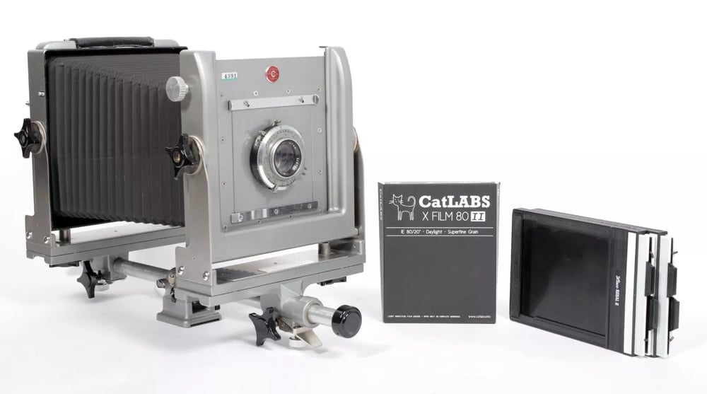 Image of Calumet CC401 4X5 monorail camera with 127mm lens + FILM + HOLDERS NEW BELLOWS #4391