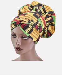 Image 1 of Hair Bonnet Satin Lined Large African Print Sleep Hat
