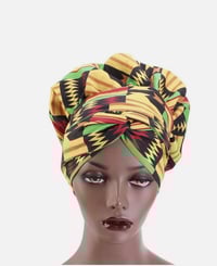 Image 2 of Hair Bonnet Satin Lined Large African Print Sleep Hat