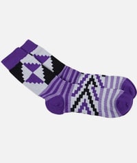 Image 1 of Purple African Print Socks Unisex Afro Map Geometry Pattern One Size 6-12