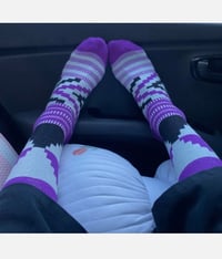 Image 2 of Purple African Print Socks Unisex Afro Map Geometry Pattern One Size 6-12