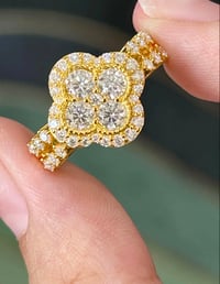 Image 3 of Moissanite Gold Clover Ring