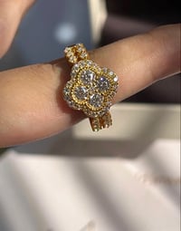 Image 2 of Moissanite Gold Clover Ring