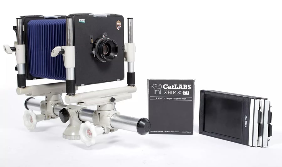 Image of Linhof Kardan Color 45 S 4X5 camera w/ 150mm Apo MC Lens + film + holders #4393