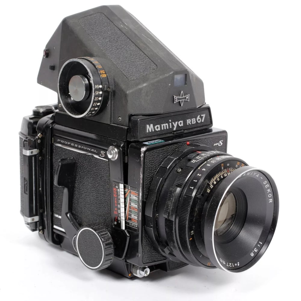 Image of Mamiya RB67 Pro S 6X7 camera with Metering Prism + 120 back + 127mm lens #4396