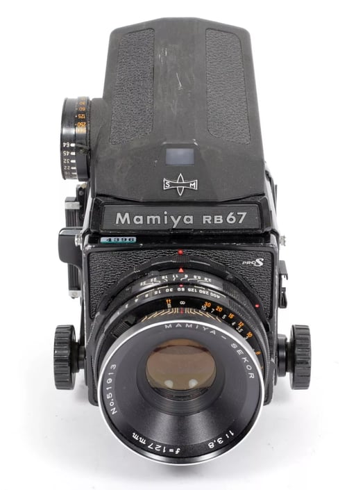 Image of Mamiya RB67 Pro S 6X7 camera with Metering Prism + 120 back + 127mm lens #4396