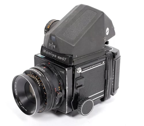 Image of Mamiya RB67 Pro S 6X7 camera with Metering Prism + 120 back + 127mm lens #4396