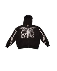 Image 1 of Skeletal Knitted Zip Up Hoodie (Black)