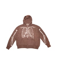 Image 1 of Skeletal Knitted Zip Up Hoodie (Brown)