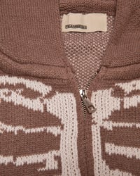 Image 2 of Skeletal Knitted Zip Up Hoodie (Brown)