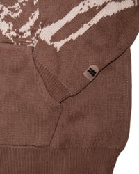 Image 3 of Skeletal Knitted Zip Up Hoodie (Brown)