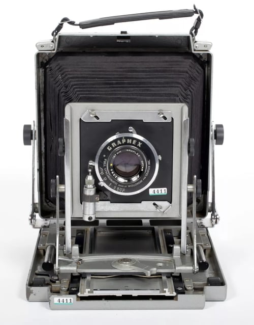 Image of Toyo 4X5 metal field camera with 127mm + 210mm lenses + holders + Film #4411