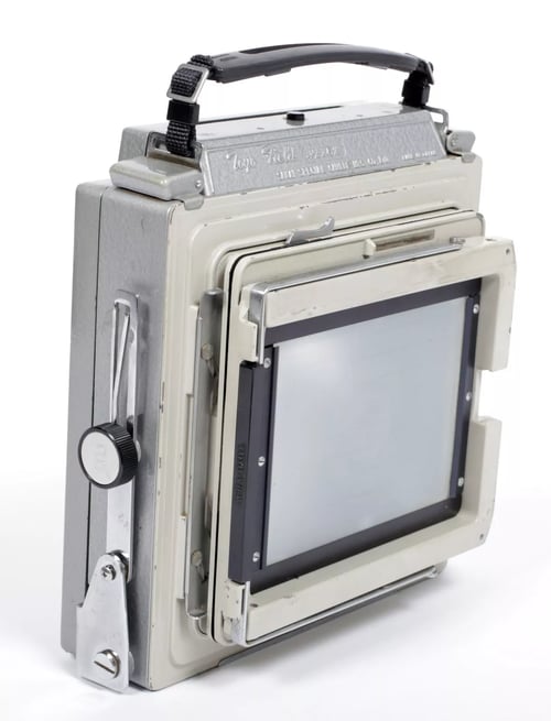 Image of Toyo 4X5 metal field camera with 127mm + 210mm lenses + holders + Film #4411