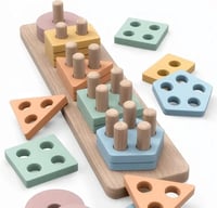 Image 2 of Colorful Wooden Sorting & Stacking Puzzle - Educational Toy for Youngsters, Enhances Color Recogniti