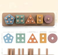 Image 3 of Colorful Wooden Sorting & Stacking Puzzle - Educational Toy for Youngsters, Enhances Color Recogniti